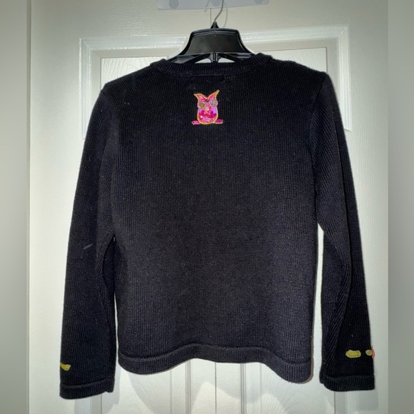Jack B. Quick 90s Y2K Sequined Beaded Owl Cardigan Sweater Top Sz L. EUC - Picture 5 of 14